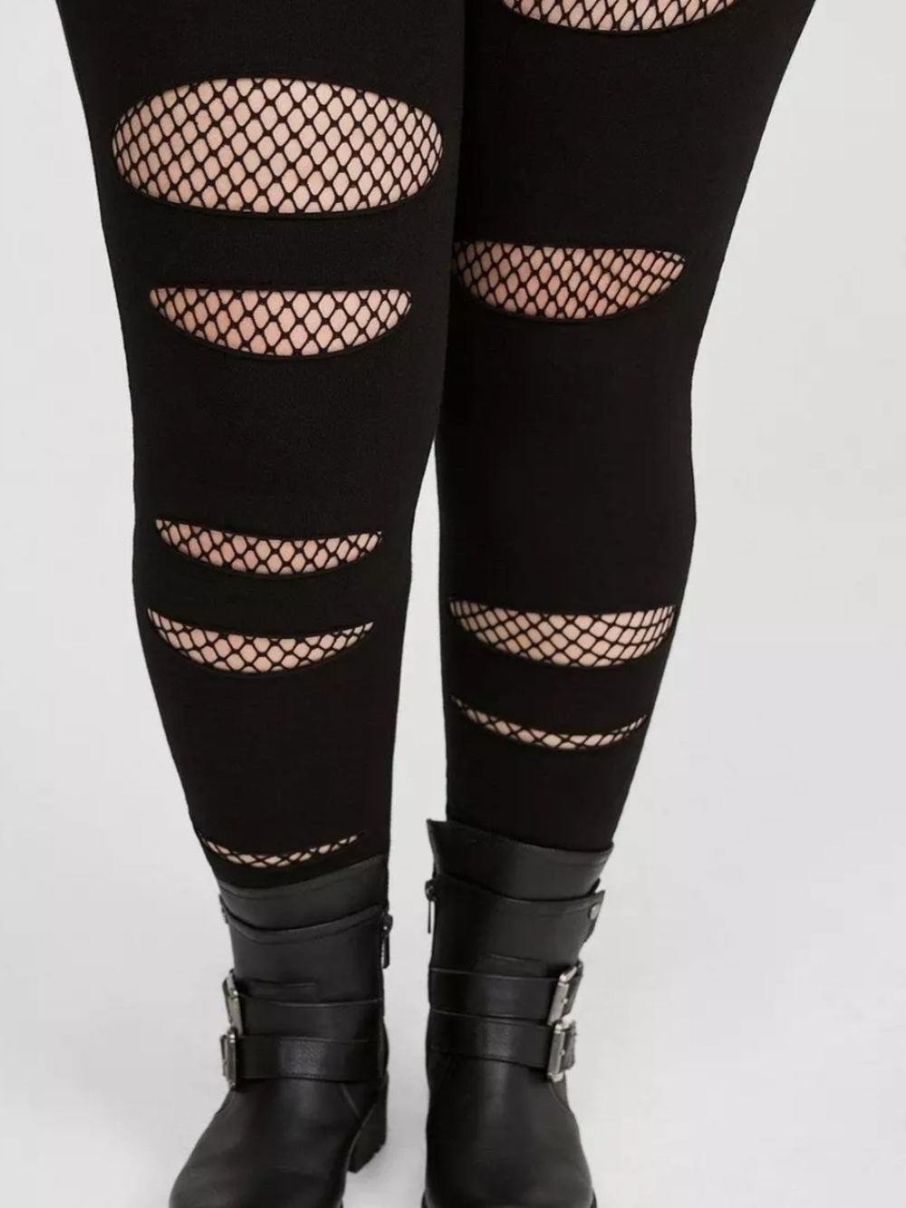 (2 For $30) torrid Black Ripped Fishnet Panel Leggings